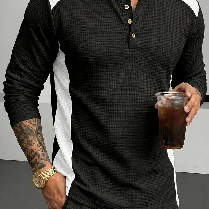Bryce | Textured Contrast Henley Shirt