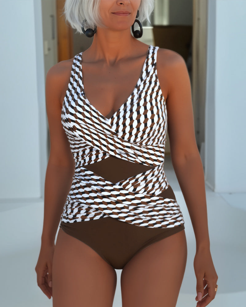 Cordina | Geometric Wrap Swimsuit