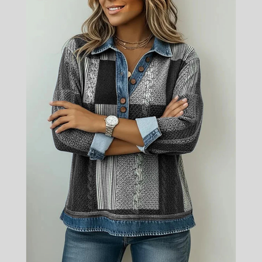 Hazel | Patchwork Collared Pullover