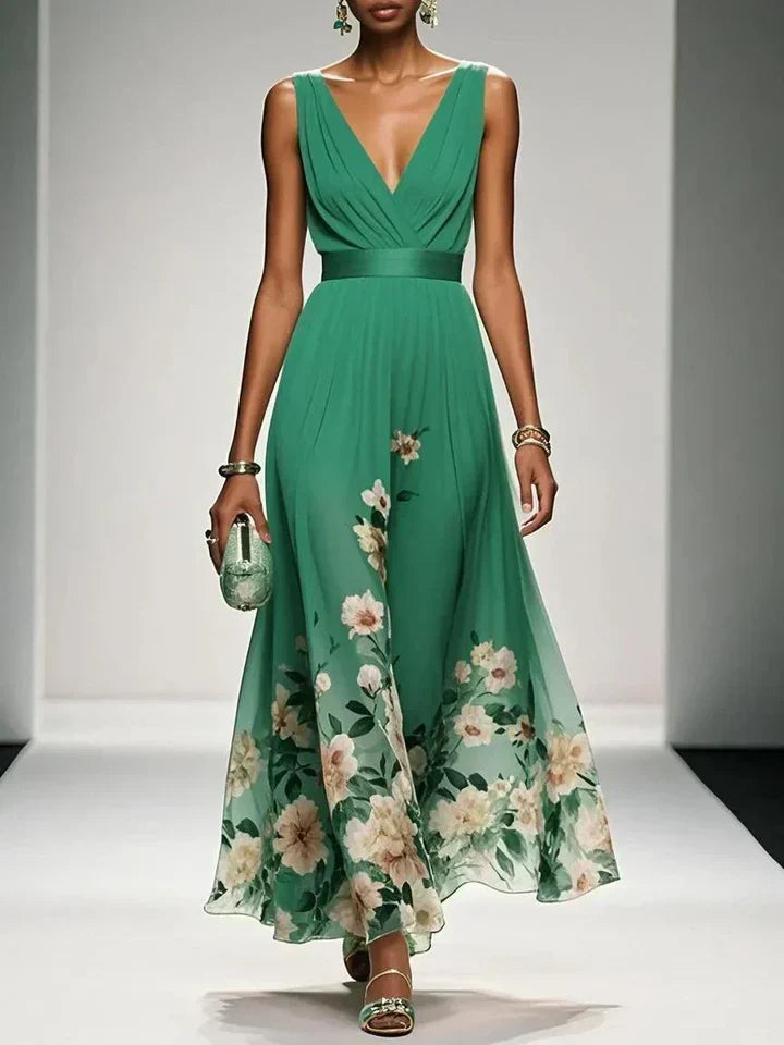 Cosette | Floral V-Neck Maxi Dress