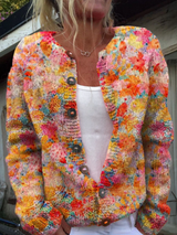 Annora | Painterly Floral Button-Up Cardigan