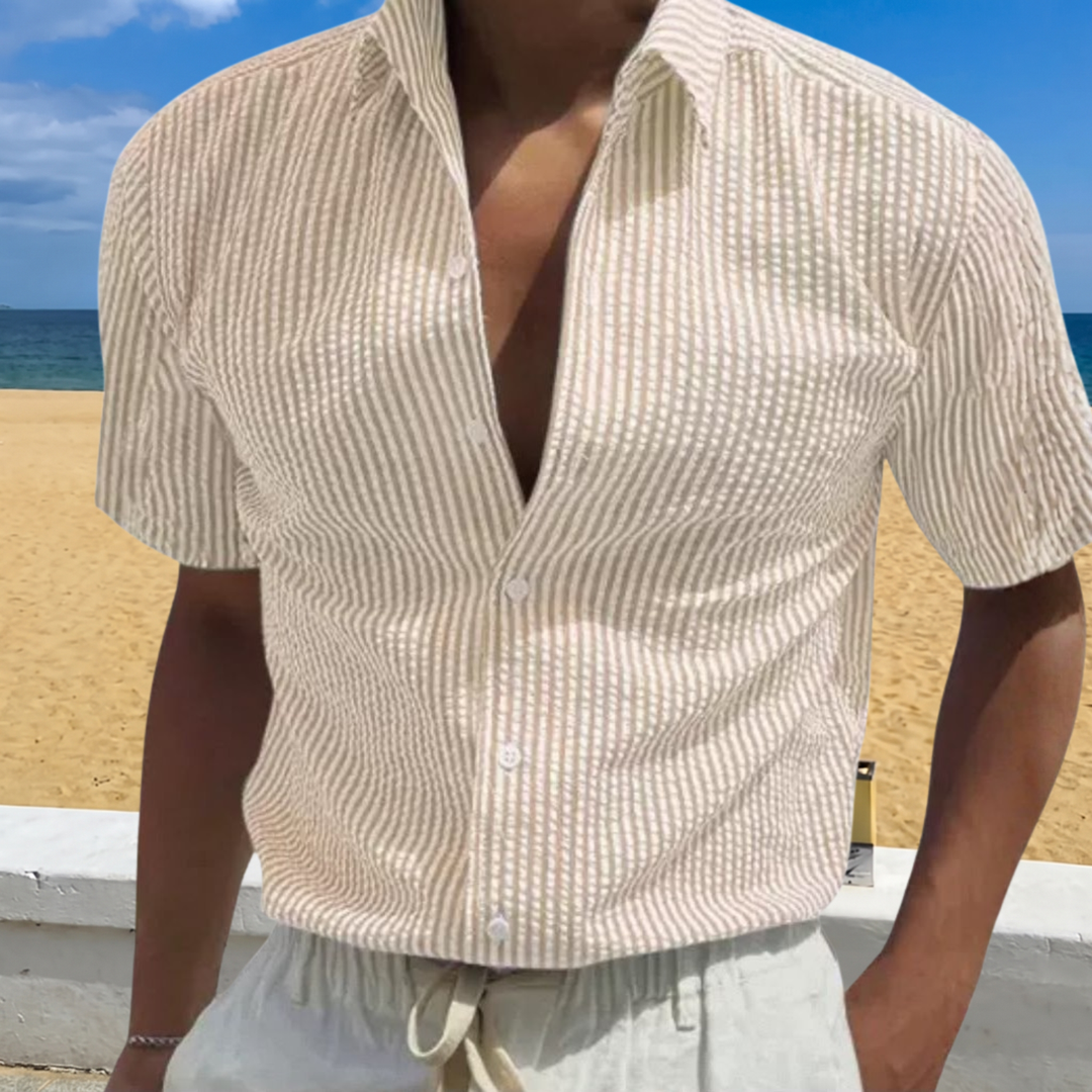 Foster | Textured Stripe Short Sleeve Shirt
