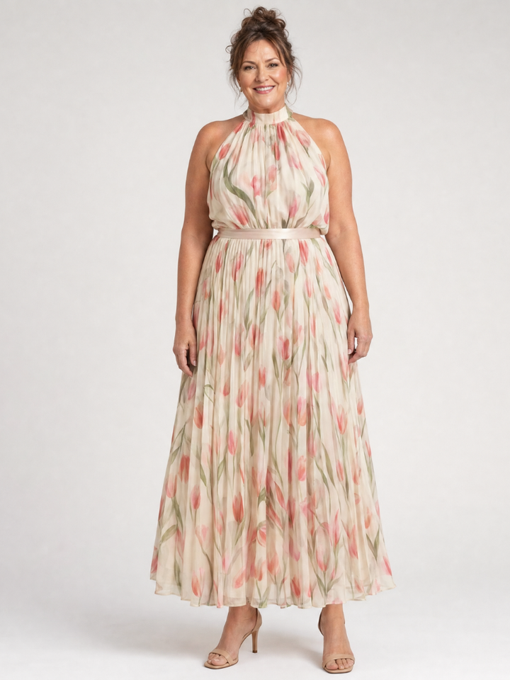 Selene | Halter Floral Midi Dress