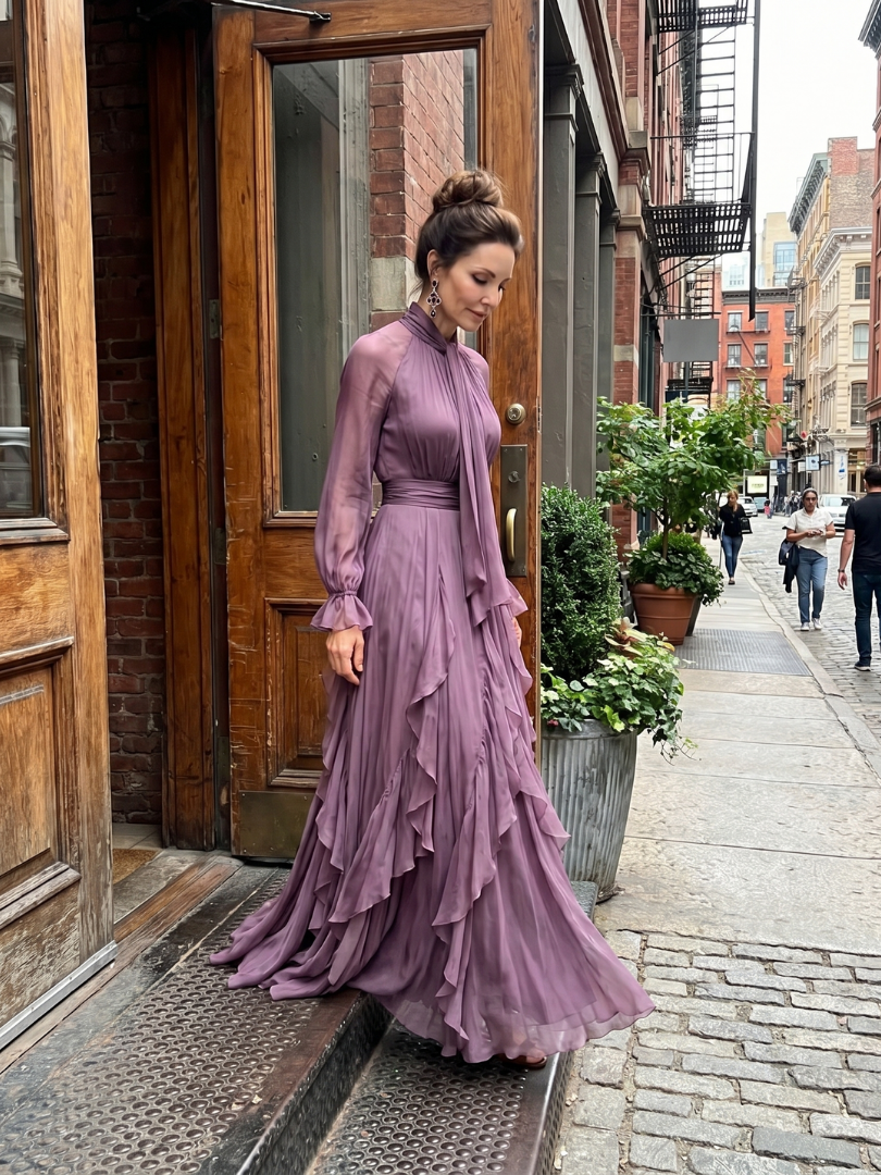 Gloria | Tie-Neck Tiered Maxi Dress