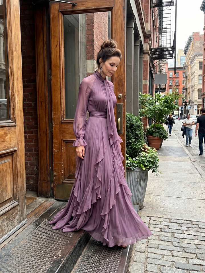Gloria | Tie-Neck Tiered Maxi Dress