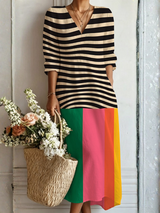 Maisie | Colour-Block Striped Maxi Dress