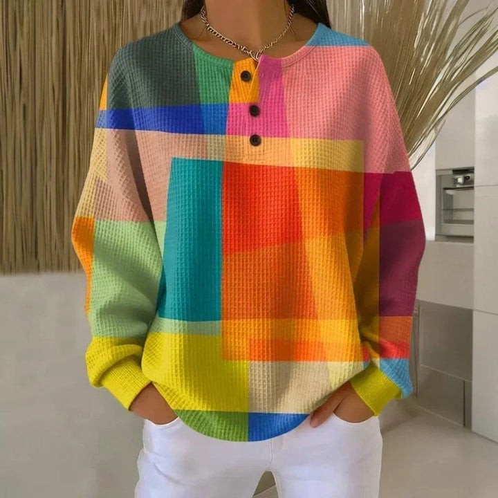 Theodora | Colour-Block Waffle Top