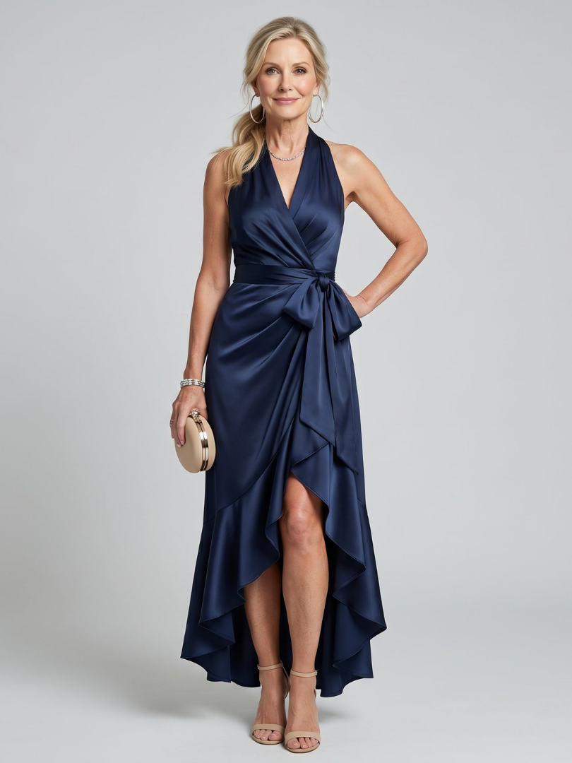 Della | Halter Neck Wrap Midi Dress