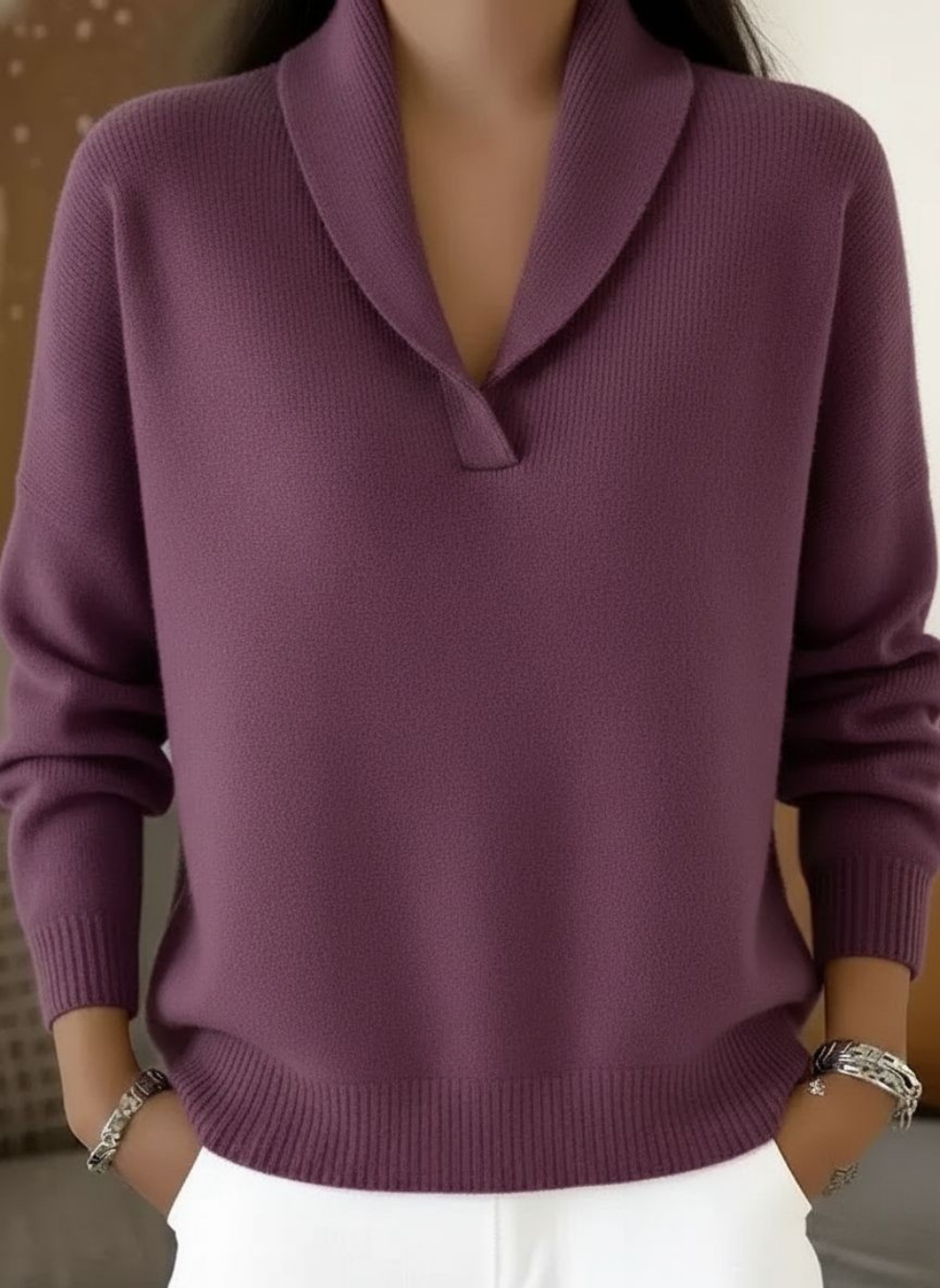 Celestine | Shawl-Collar V-Neck Jumper