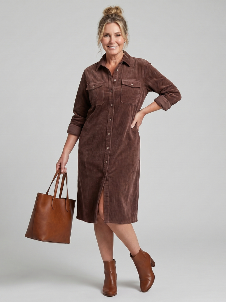 Darcy | Button-Front Patch Pocket Midi Dress