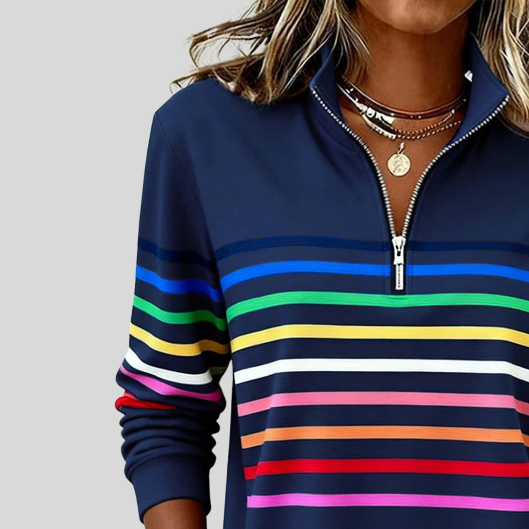 Hazel | Colourful Striped Quarter-Zip Sweatshirt
