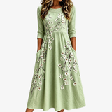 Octavia | Embroidered Blossom Pocket Midi Dress
