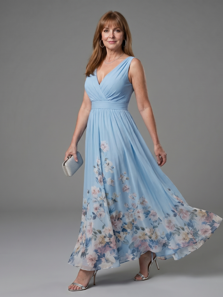 Danielle | Sleeveless Floral-Hem Midi Dress