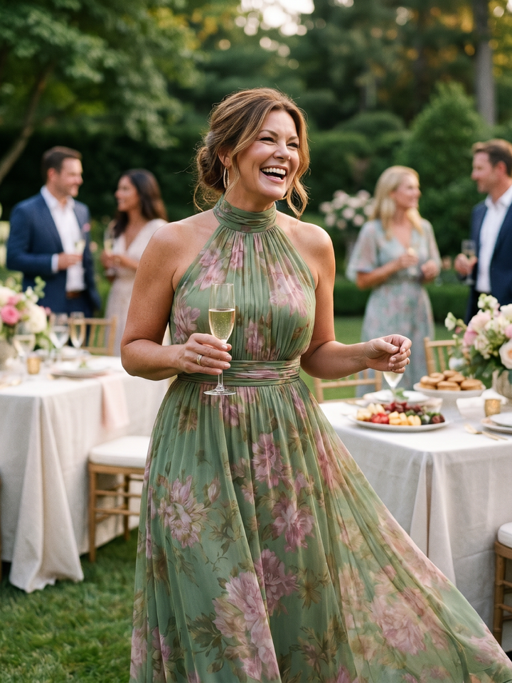 Camellia | Floral Halter Midi Dress