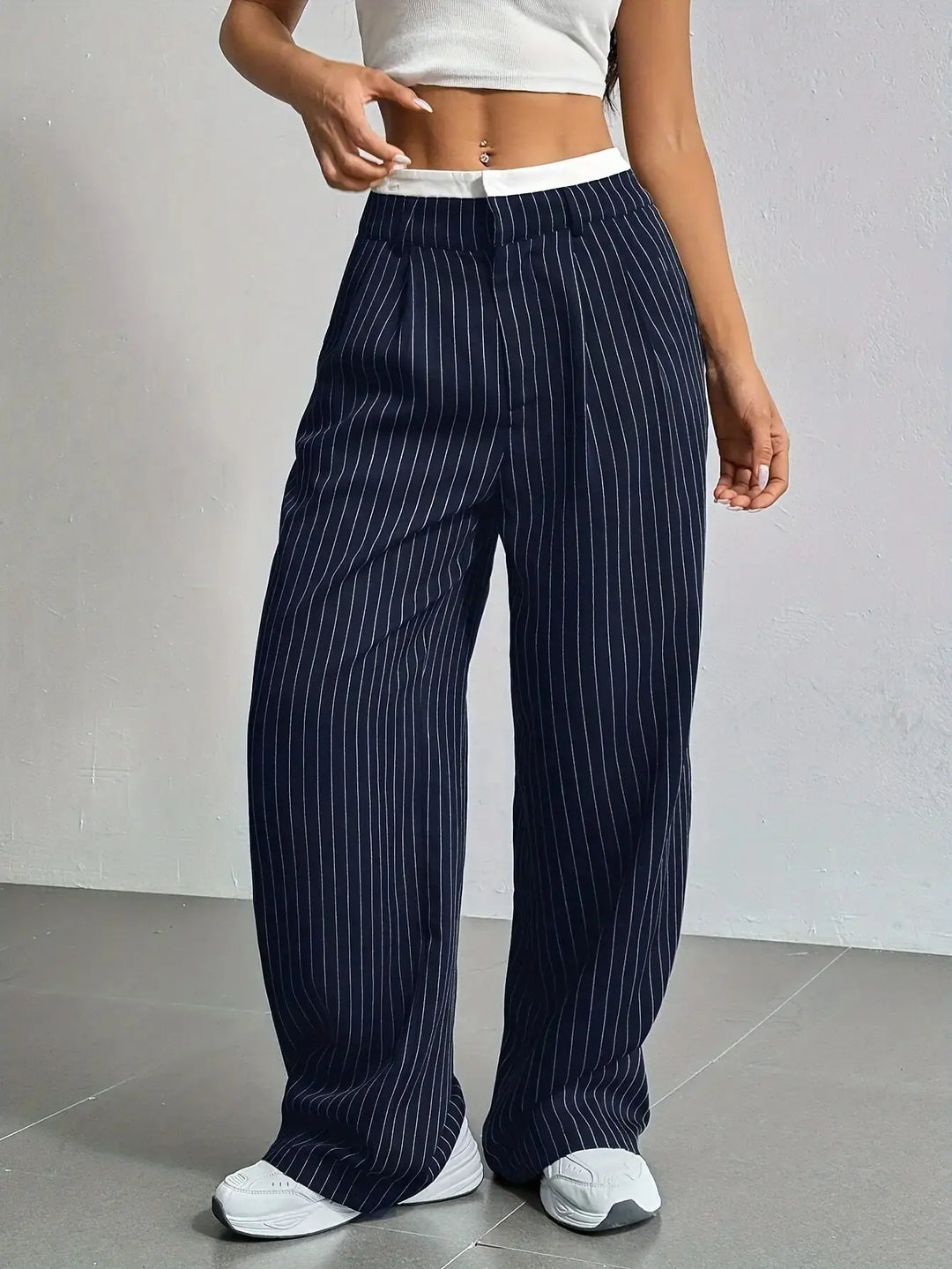 Rosanne | Pinstripe Wide-Leg Trousers