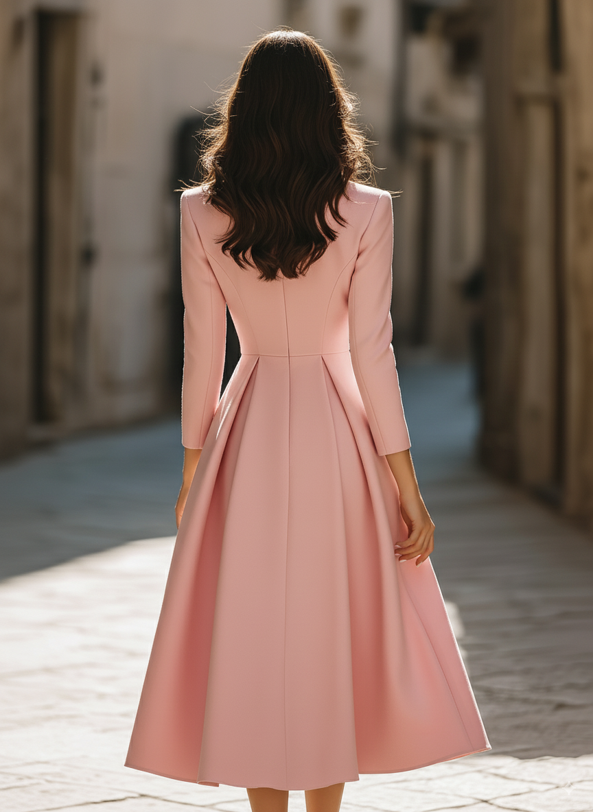Lucille | Tailored Pleated Midi Dress