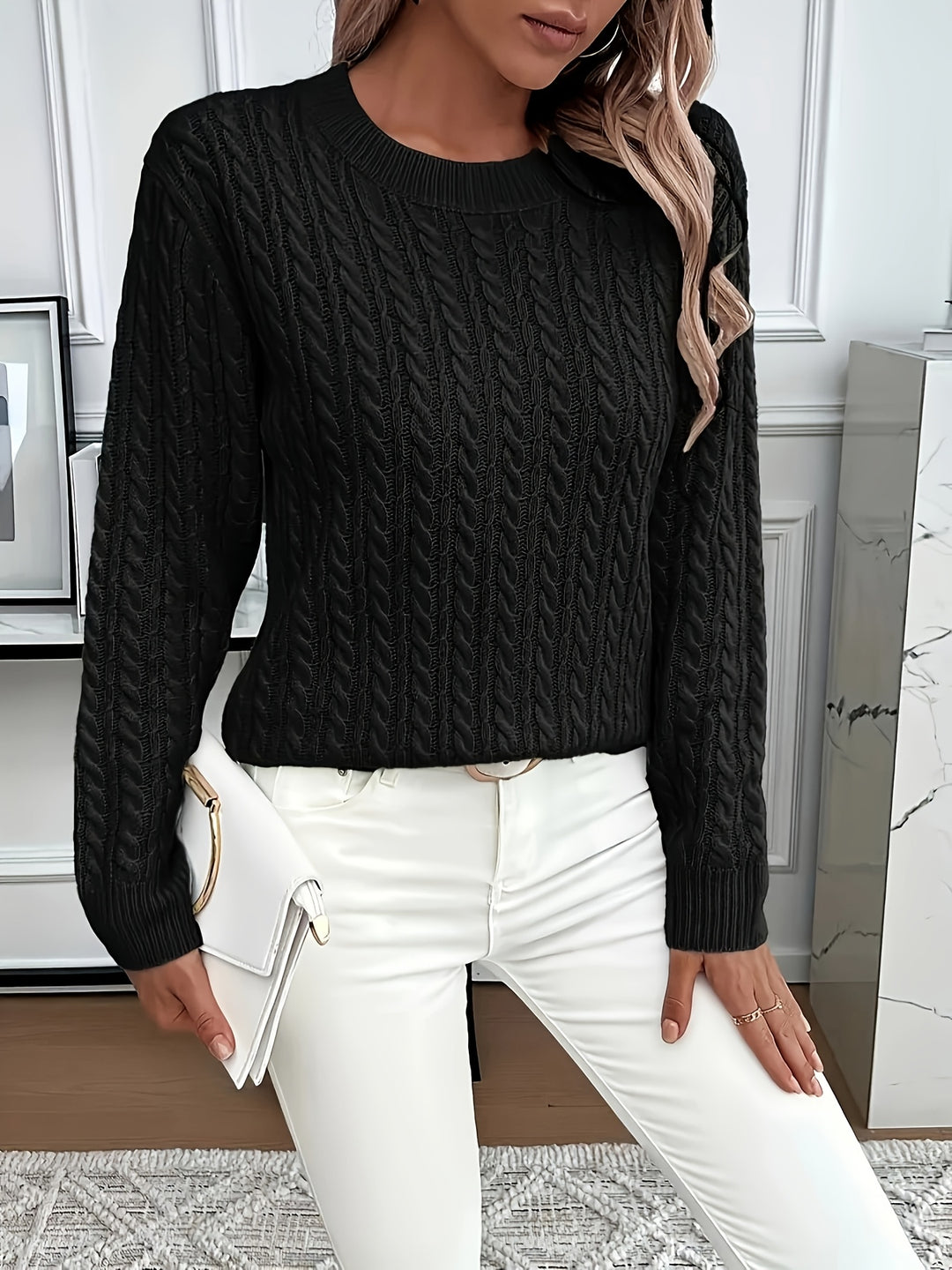 Maeve | Cable-Knit Round Neck Jumper