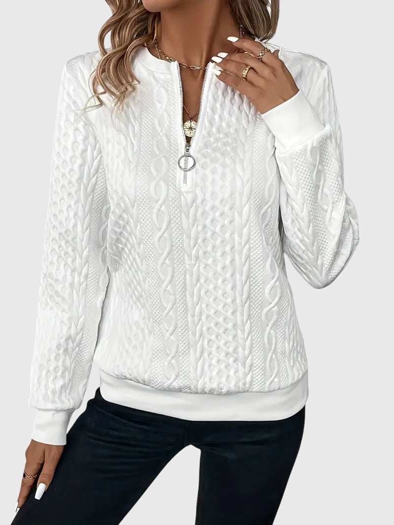 Violet | Textured Zip-Neck Sweater
