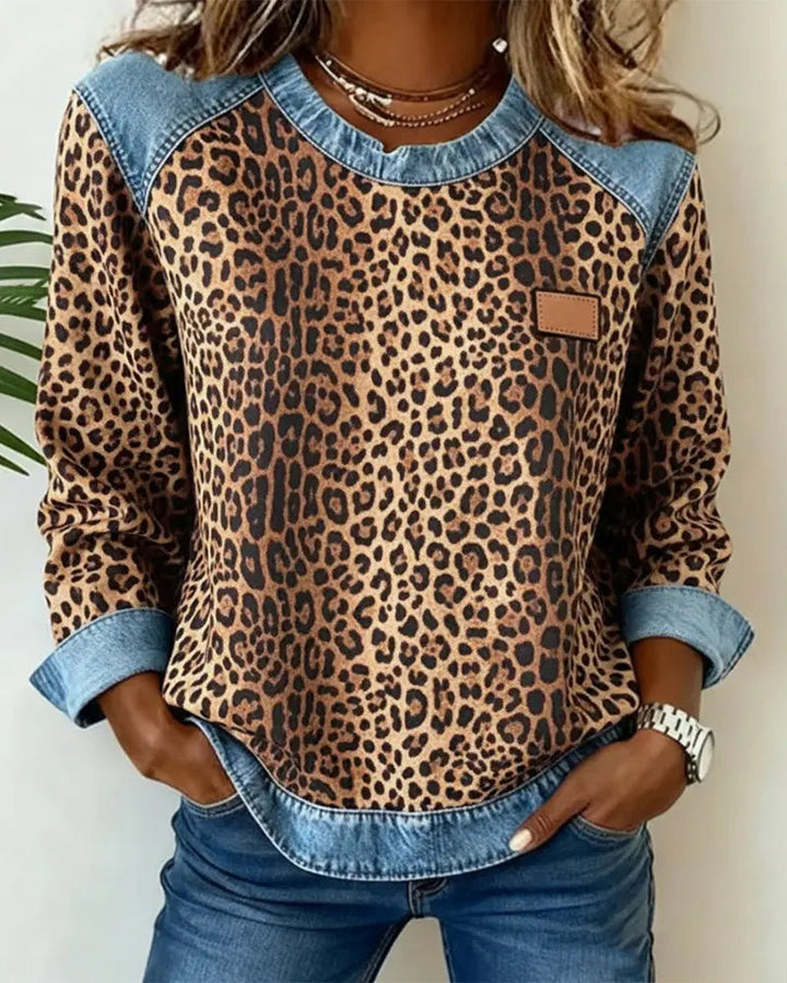 Charmaine | Leopard Patchwork Contrast Sweater