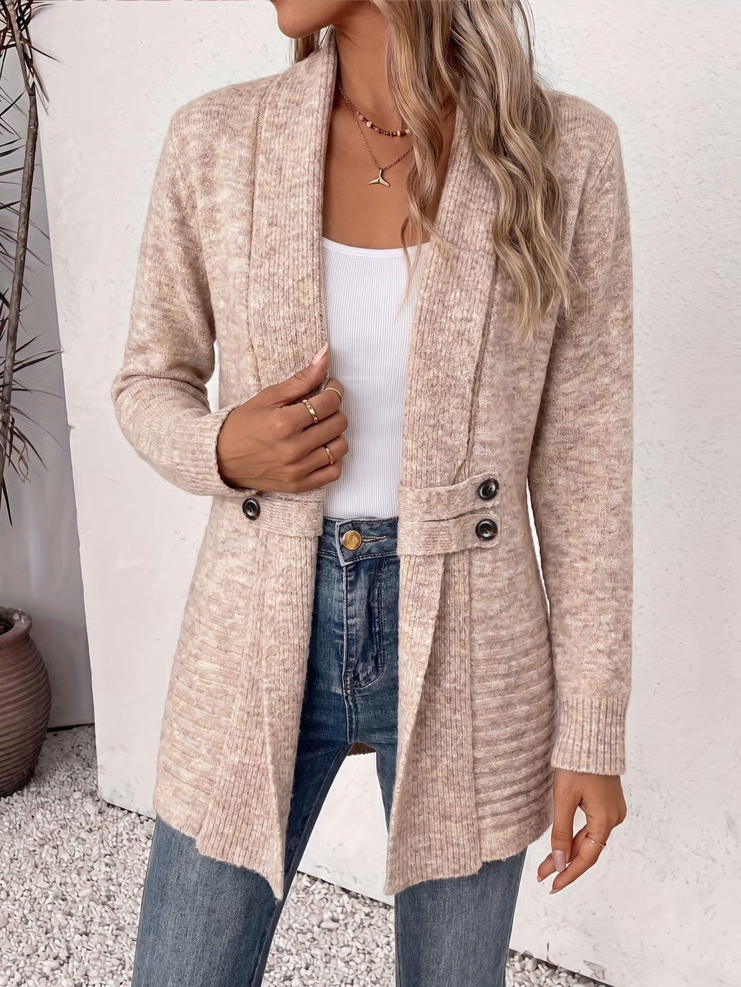 Sabella | Ribbed Button-Tab Cardigan