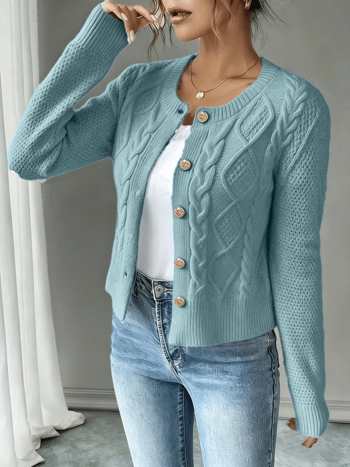 Lorraine | Cable-Knit Button-Front Cardigan