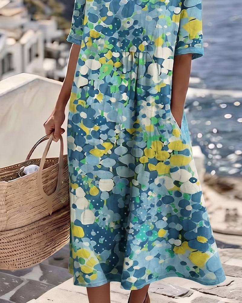 Sylvia | Blossom-Print Midi Dress