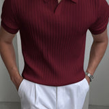 Vincent | Ribbed Open-Collar Polo Shirt