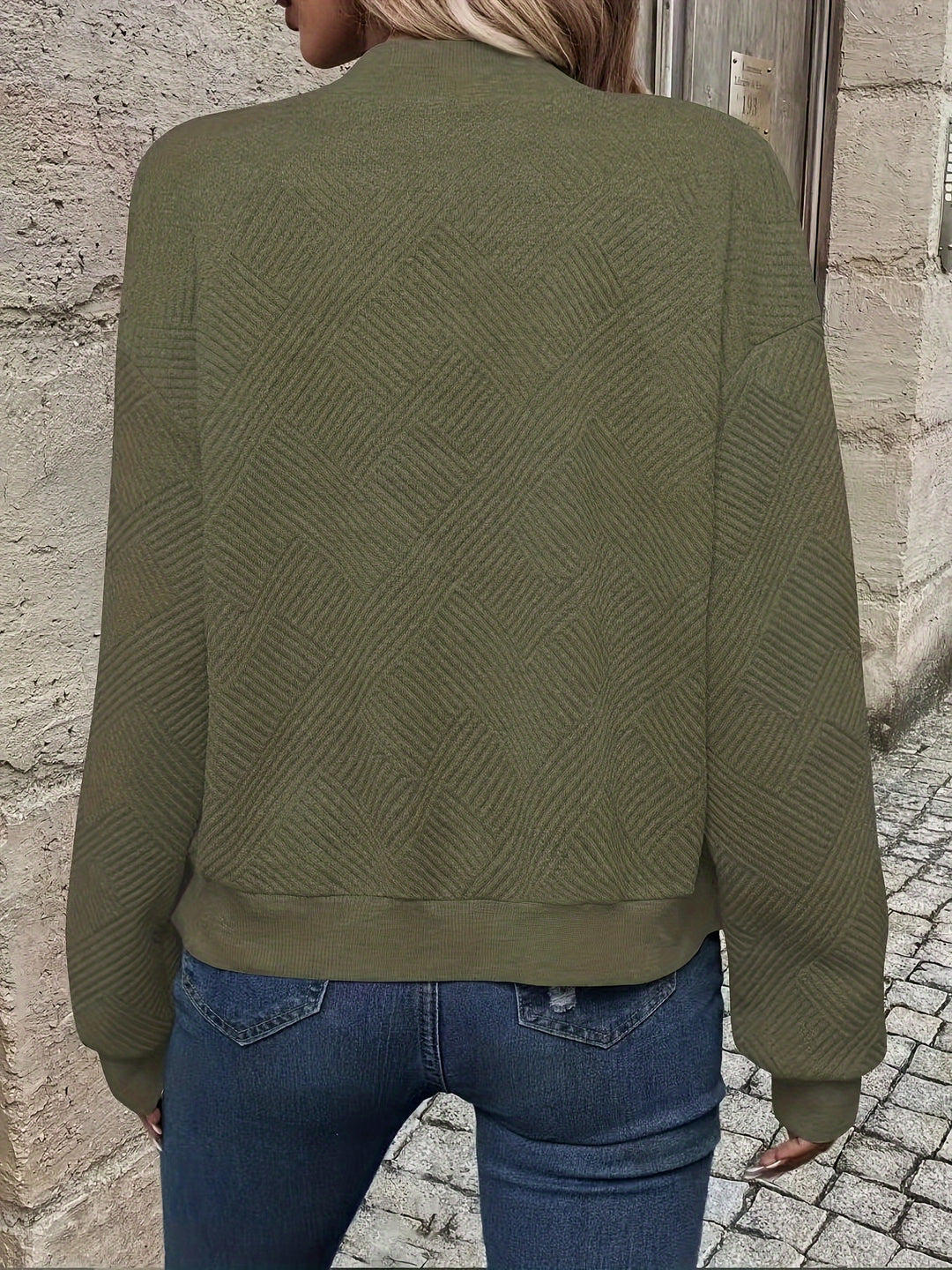 Delia | Textured Zip-Up Bomber Jacket