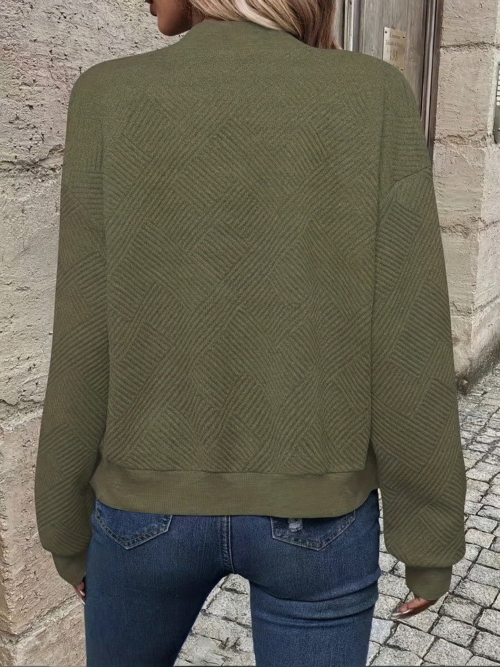 Delia | Textured Zip-Up Bomber Jacket