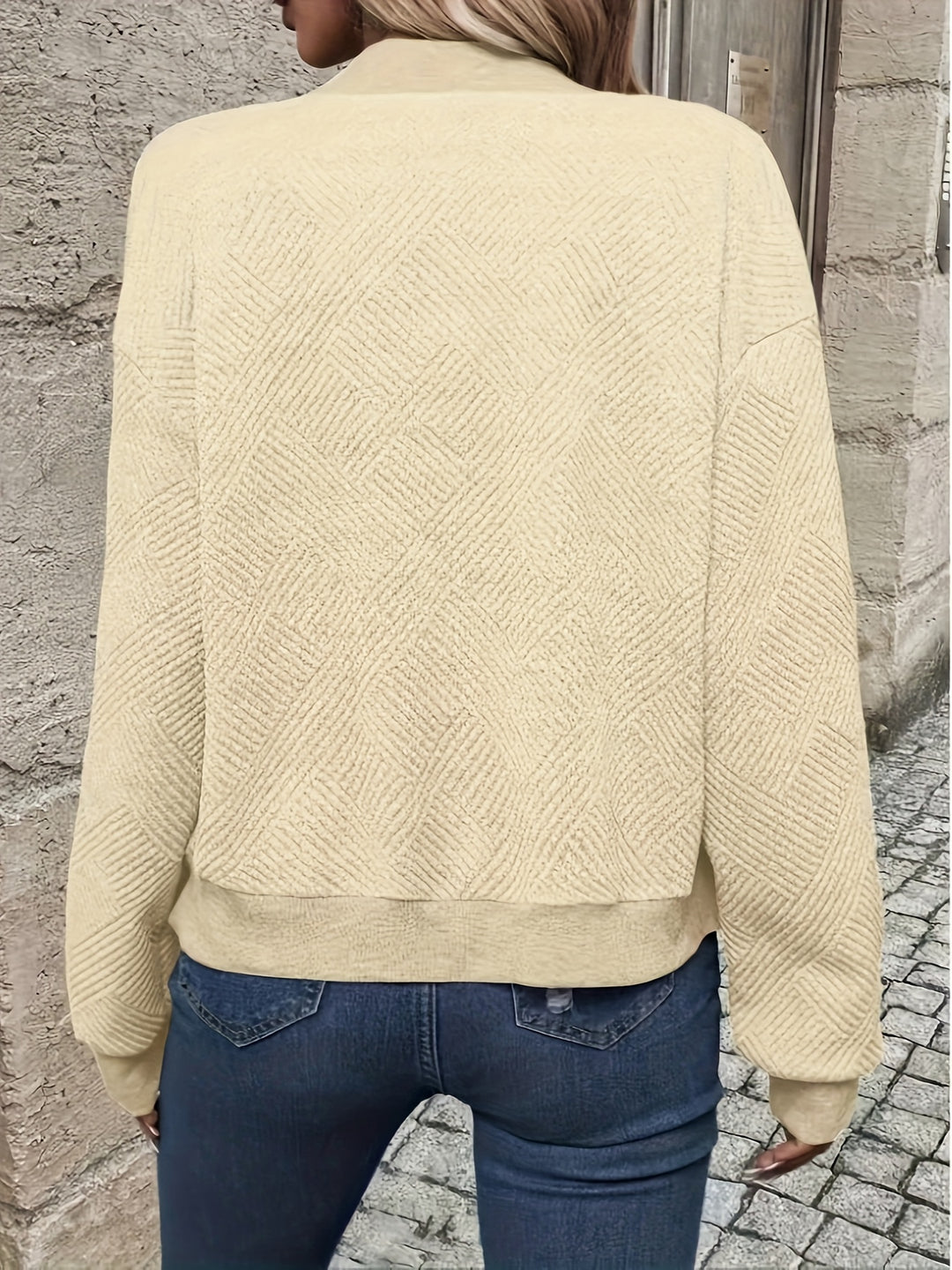 Delia | Textured Zip-Up Bomber Jacket