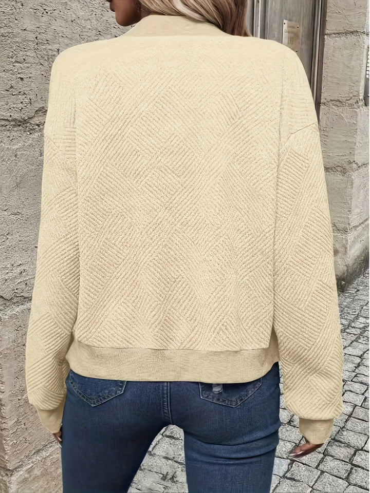 Delia | Textured Zip-Up Bomber Jacket