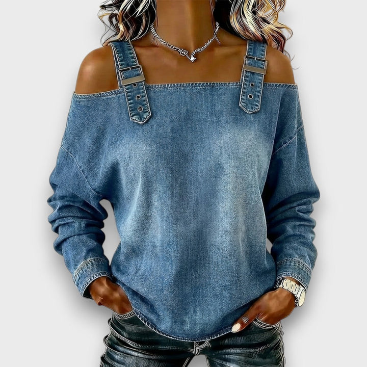 Brielle | Cold-Shoulder Buckle-Strap Top