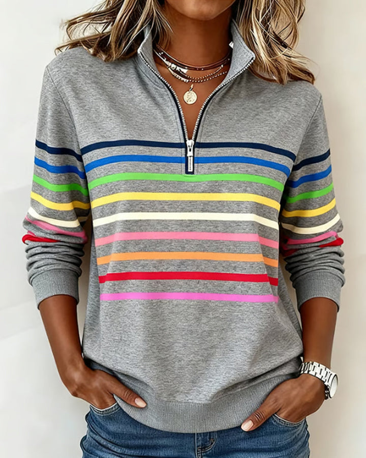 Miriam | Relaxed Half-Zip Striped Sweater