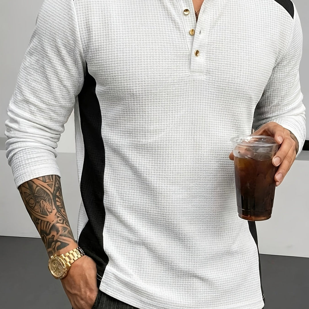 Bryce | Textured Contrast Henley Shirt