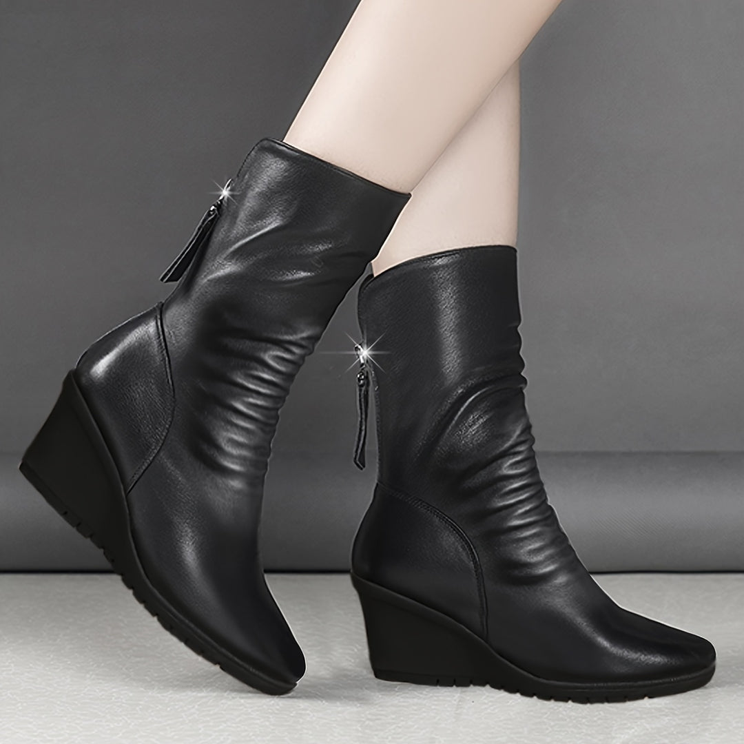 Bellamy | Sculpted Wedge Mid-Calf Boots