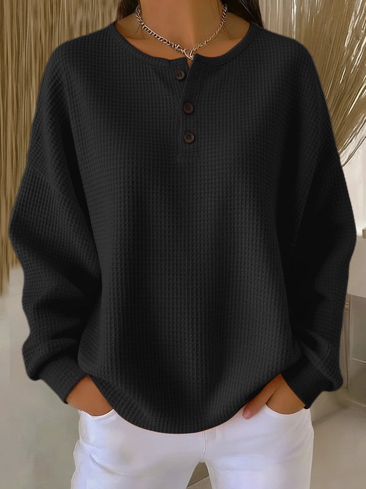 Brynn | Relaxed Waffle-Texture Henley Top
