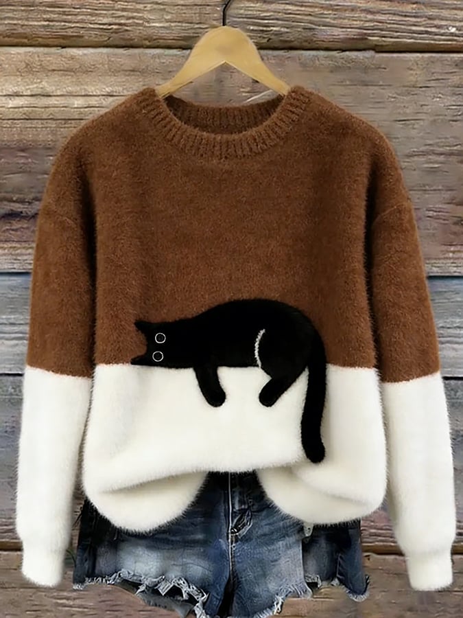 Lottie | Cosy Cat-Print Oversized Jumper
