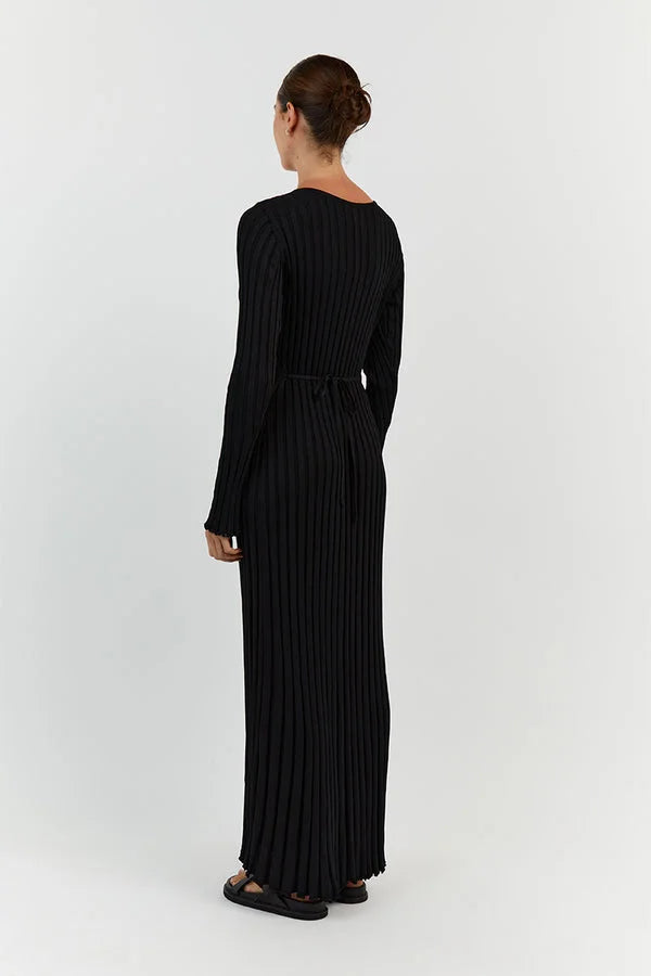 Farrah | Ribbed V-Neck Midi Dress