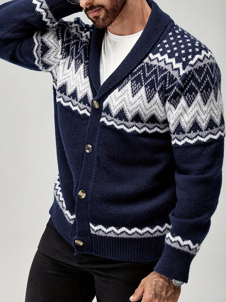 Whitaker | Nordic-Pattern Shawl Cardigan