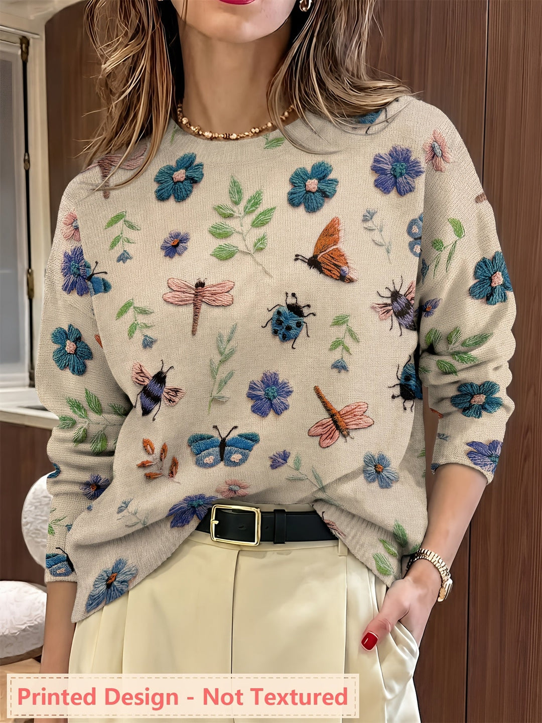 Sylvia | Embroidered Botanical Crewneck Jumper