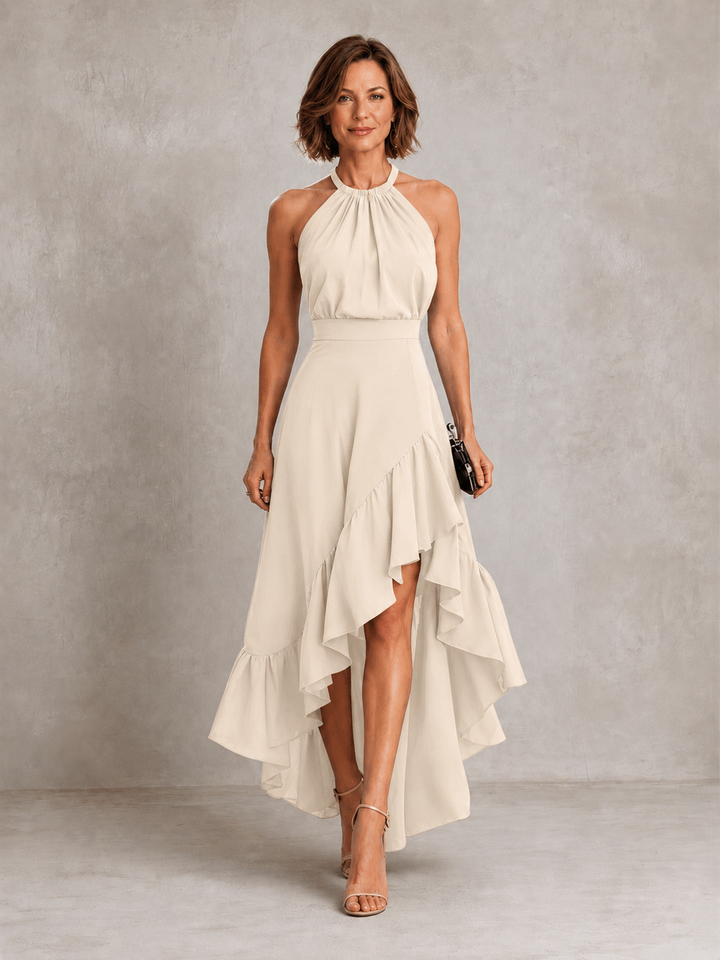 Adele | Halter Ruffle-Hem Maxi Dress