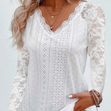 Felicity | Lace-Trimmed Eyelet Top