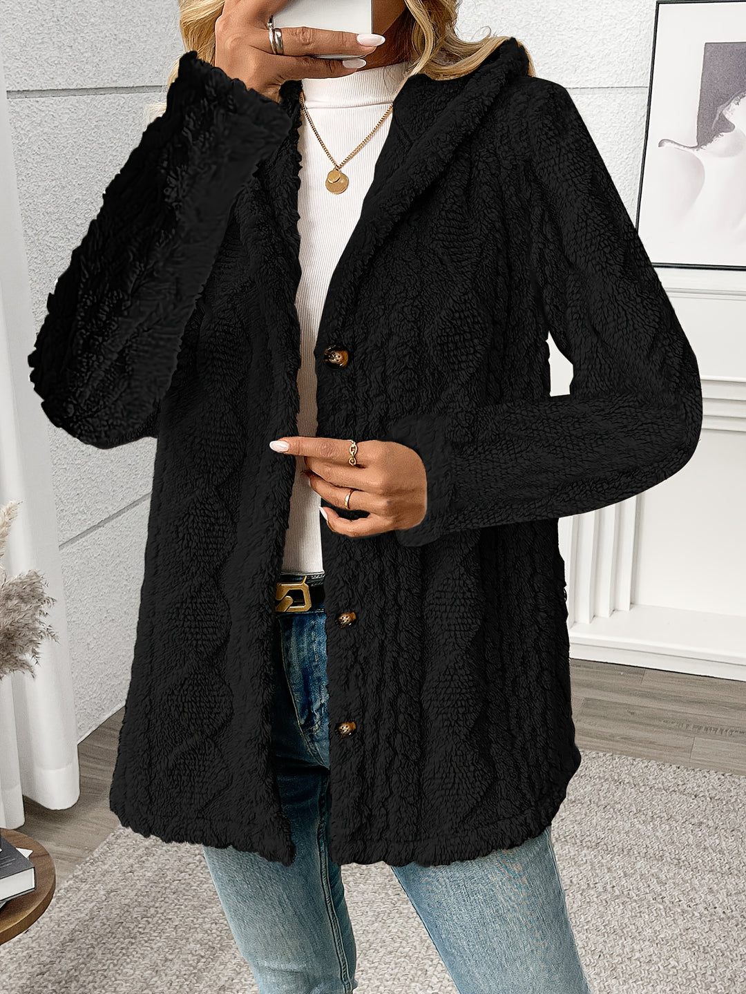 Marlena | Cosy Textured Hooded Jacket