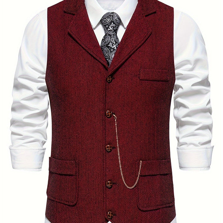 Alistair | Herringbone Notched-Lapel Waistcoat