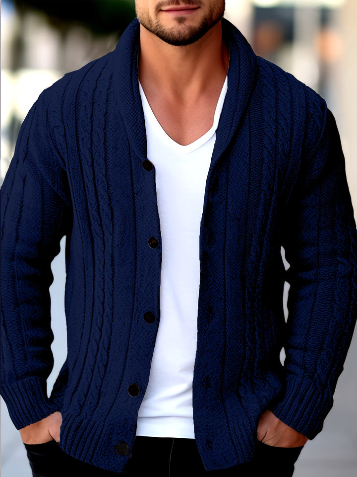 Hollis | Cable-Knit Shawl Collar Cardigan