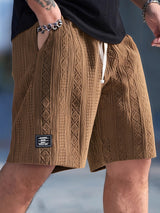 Rowan | Textured Geometric Drawstring Shorts