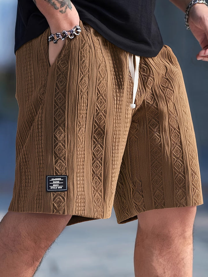 Rowan | Textured Geometric Drawstring Shorts