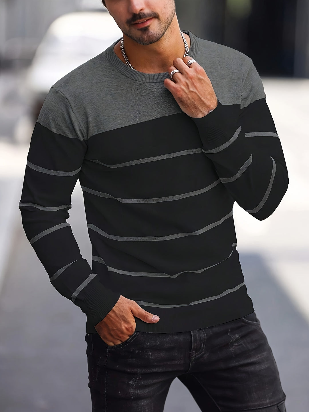 Harrison | Colour-Block Striped Sweater