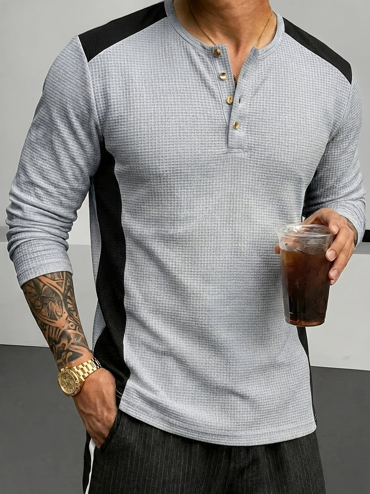 Bryce | Textured Contrast Henley Shirt