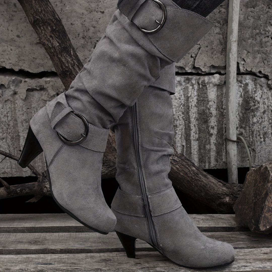 Vivien | Slouch Buckle Knee-High Boots